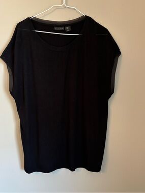 Tahari Black Short-Sleeve Cap Tee XL
